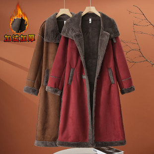 中长款加绒加厚毛呢外套女冬季2025新款时尚保暖女士皮毛一体大衣