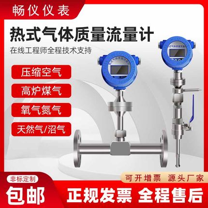 热式气体质量流量计插入式烟气压缩空气天然气氧气氮气数显计量表