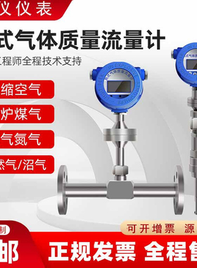热式气体质量流量计插入式防爆不锈钢空气天然气氧气氮气数显氢气