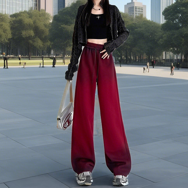 扎染渐变色运动裤潮酷垂感阔腿裤