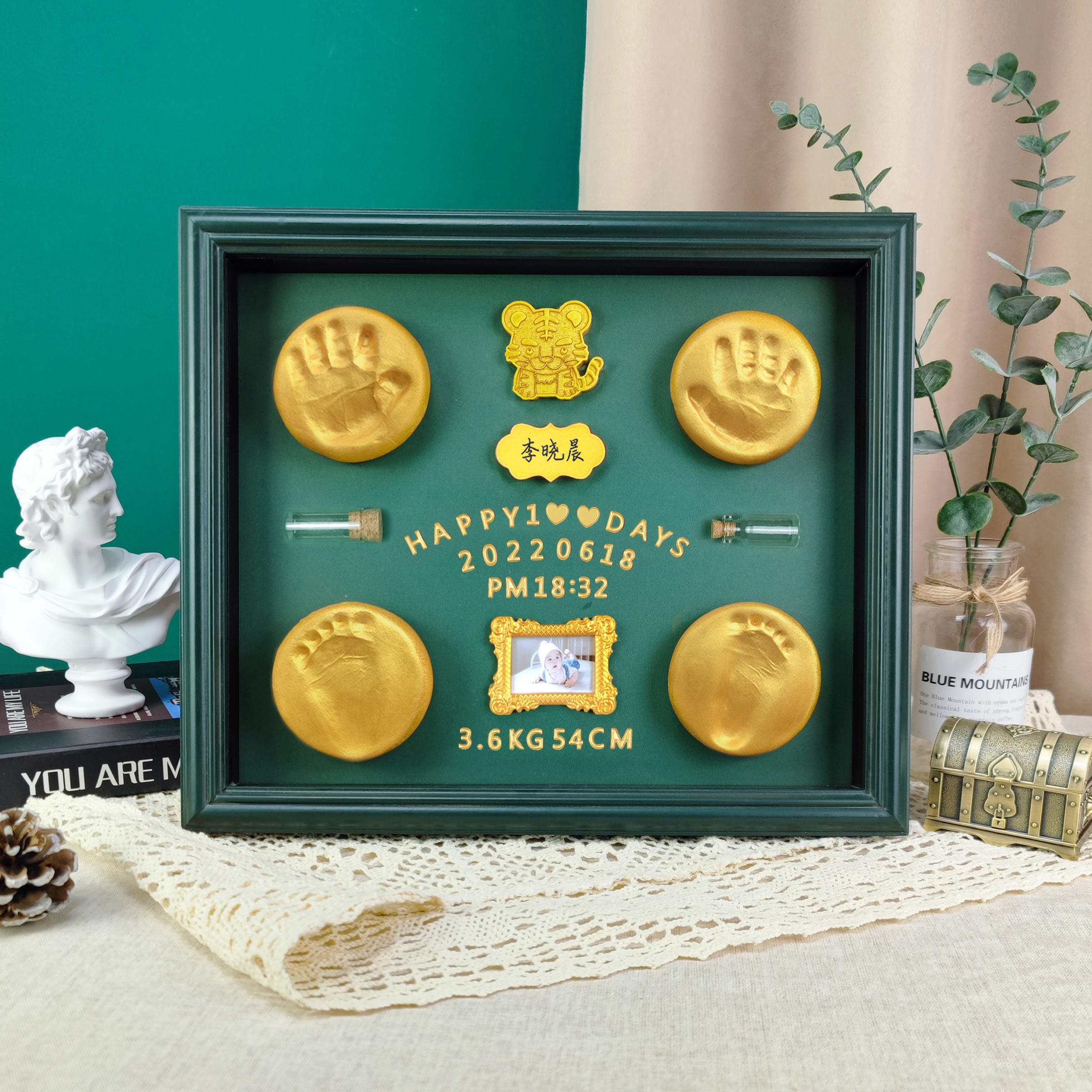 手足脚印宝宝纪念品胎毛满月纪念手足印周岁百天diy新生婴儿手印