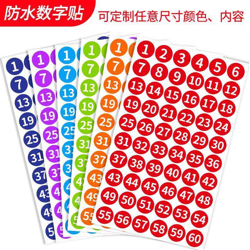 a数字贴纸编号自粘1到100幼儿园序号牌不干胶号码牌价格页莫兰迪