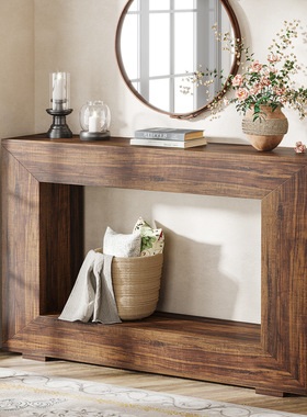 玄关桌中古侘寂风条案民宿案台桌条几复古桌端景台轻奢美式玄关台