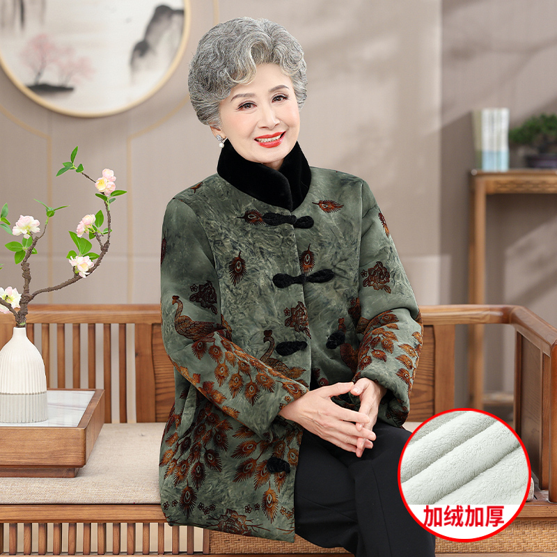 【251-300】中老年冬季加绒加厚外套奶奶装棉衣保暖加厚妈妈装