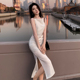 一字肩连衣裙女高级感白色无袖 小白裙领证生日质感吊带裙子夏 法式