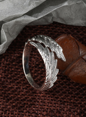 法国cherrykoko新款翅膀戒指女925純銀小众设计个性指环男士开口