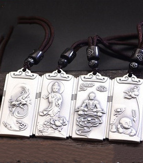 种花家无事牌男女款吊坠银时尚个性方牌项坠挂件情侣