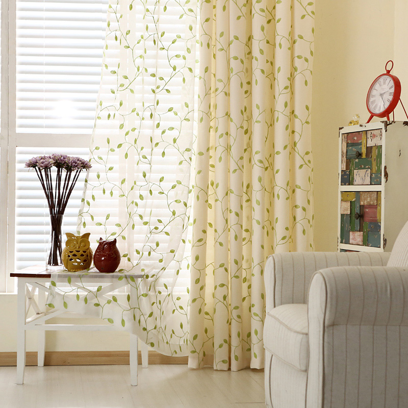 北欧韩式新款绣花田园窗帘半遮光布客厅卧室成品加厚定制窗帘布