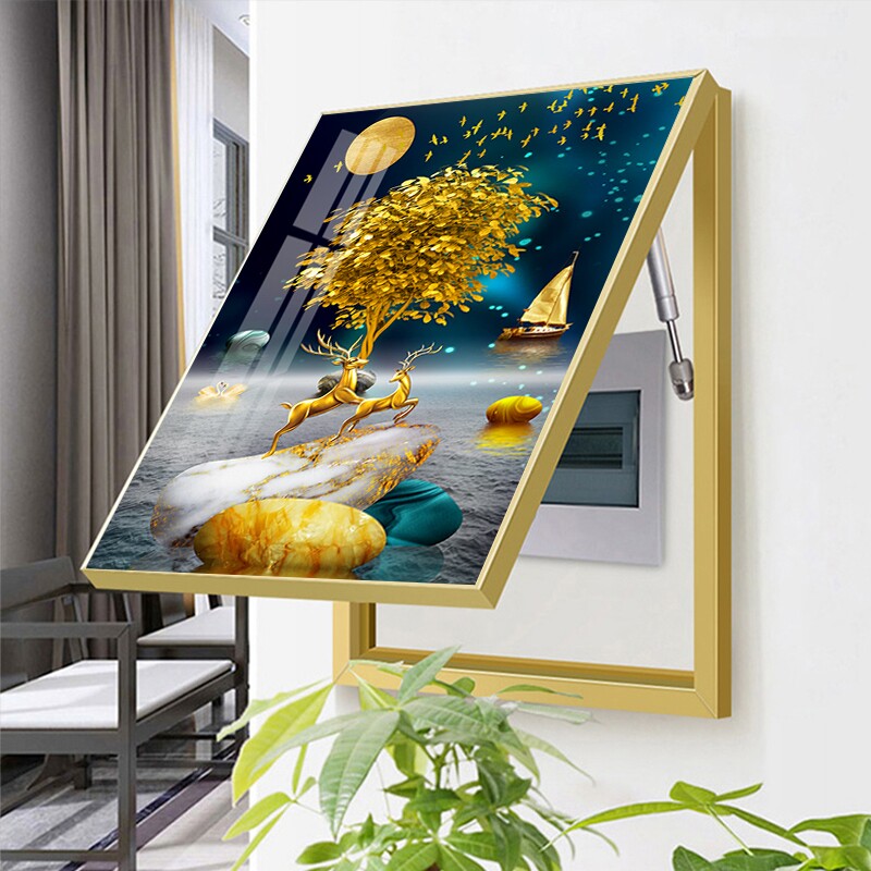 竖款电表箱装饰画免打孔竖版配电箱遮挡装挂画家用餐厅电闸盒壁画