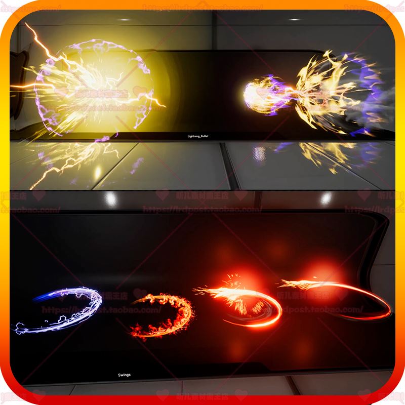 UE4虚幻5 Action FX Pack 发光爆炸拖尾刀光升级技能法术粒子特效