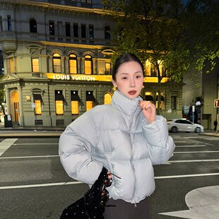 鹭青一原创海盐拿铁三星90白鸭绒羽绒服女冬季泡芙短款面包服