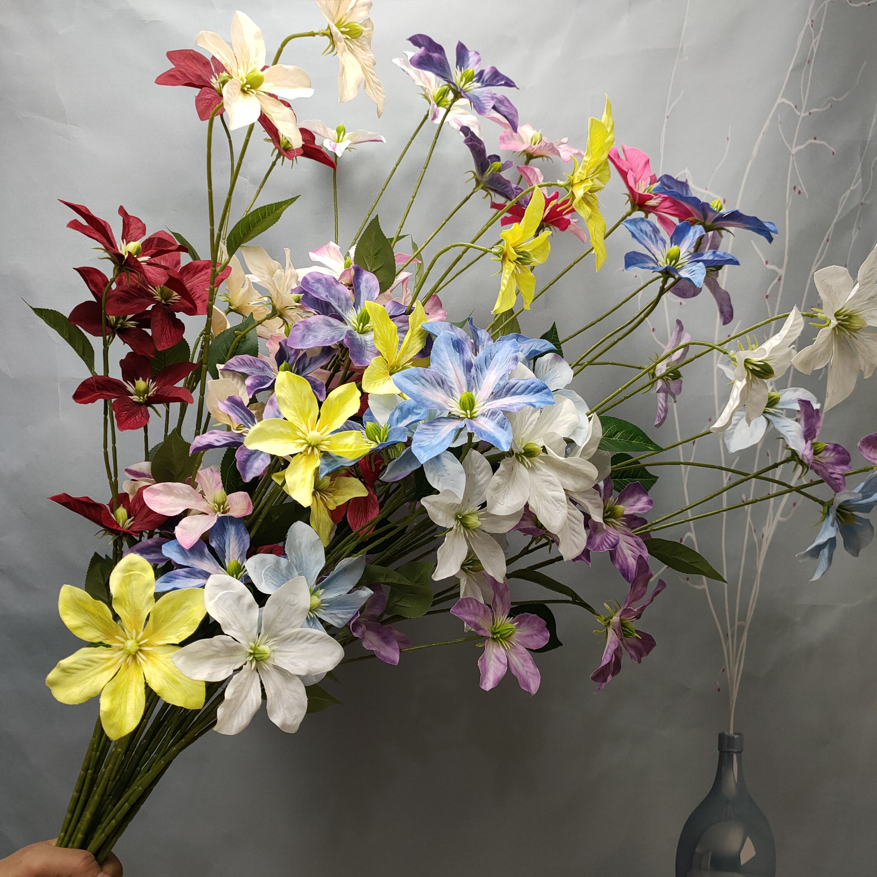 七头高枝铁线莲婚庆仿真花批发