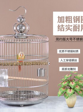 简约版 结实大号不锈钢鸟笼 画眉绣眼相思八哥鹩哥中小型鹦鹉鸟笼