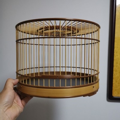 涿州名家手工鸟笼紫竹圈直径295/255/230圆肩泥鳅背款红子绣眼笼