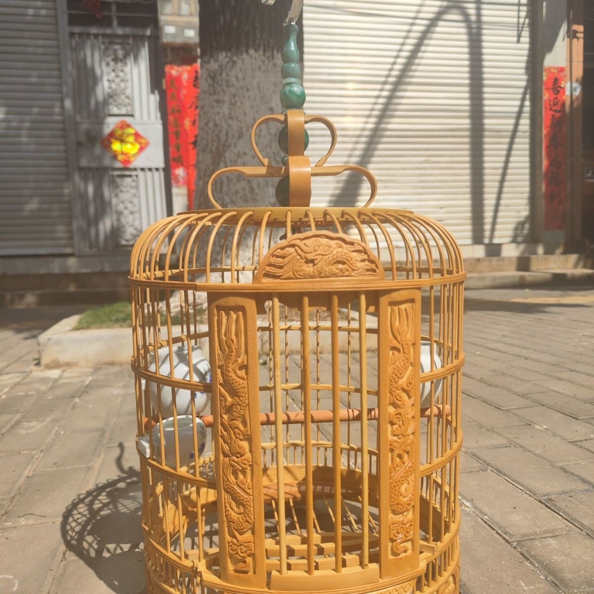 云南鸟笼手工画眉鸟笼雕花鸟笼不上漆一整套雕刻鸟笼