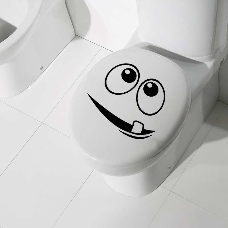 ;1PC Funny Smile Wall Stickers Waterproof Anti-Static Toile