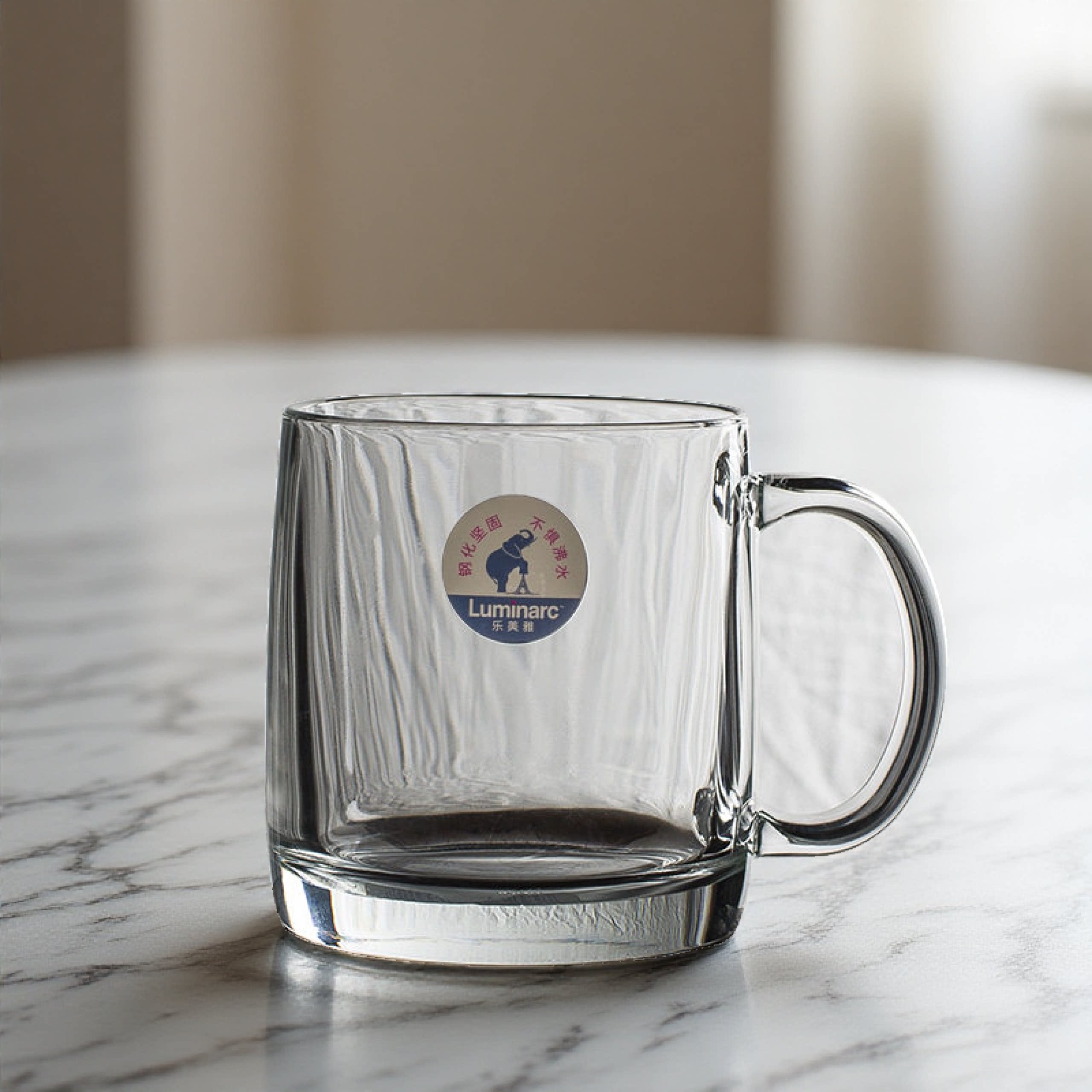 乐美雅玻璃杯家用带把喝水杯子加厚耐热办公泡茶杯钢化微波牛奶杯