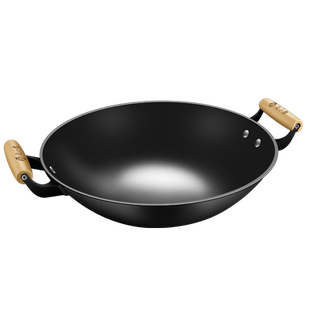 双耳平底生铁铸铁锅老式炒菜锅传统家用燃气灶适用不粘圆底大炒锅