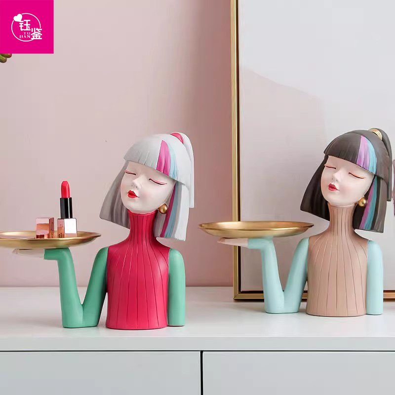 创意轻奢时尚女孩超市客厅摆件