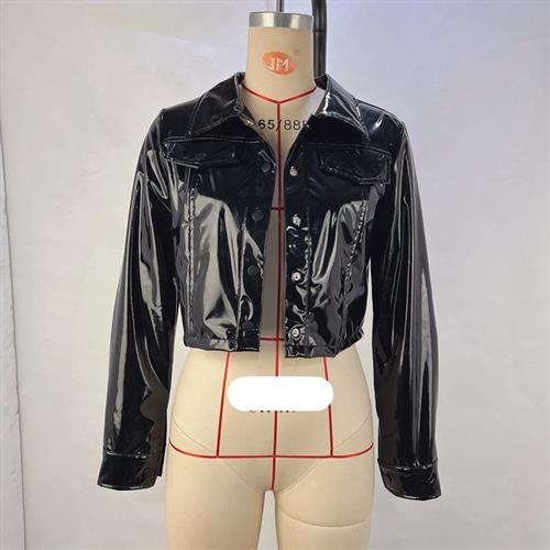 Women Jacket Coat Small Jacket Leather Breasted Single