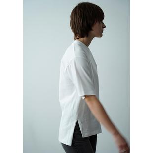 pullover loose threaded neck slits sleeves round short