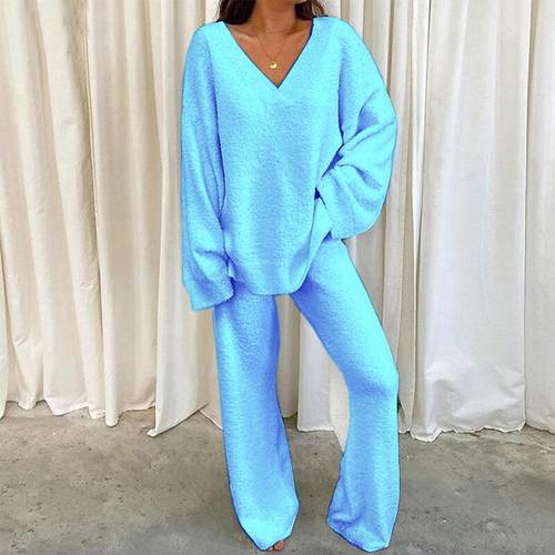 sets pajamas winter women suits sweat pants waist high size