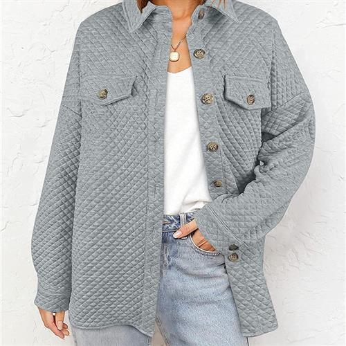 Womens Solid Diamond Pocket Lightweight Casual Jacket