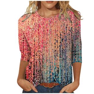 round ropa fashion ladies womens shirt neck casual loose