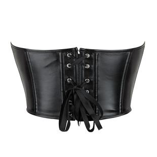 fashion shoulder leather corset sexy sleeveless black off