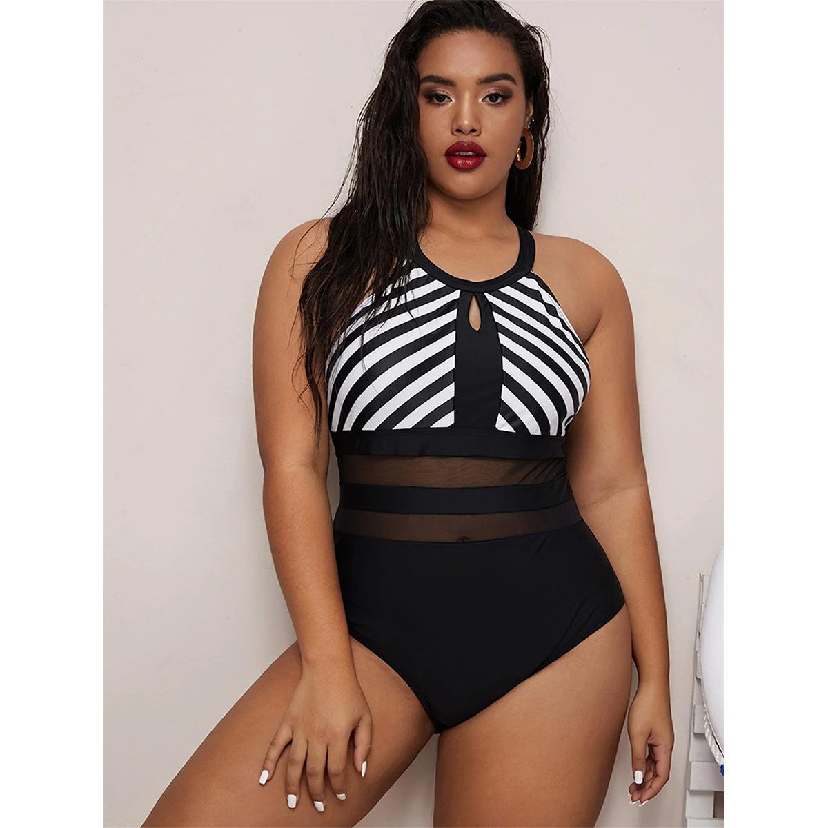 Plus size one-piece swimsuit for women sexy swimsuit black
