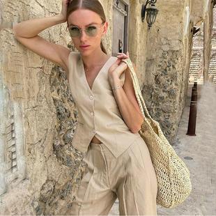 elegant waist suits leg summer outfit fit straight piece