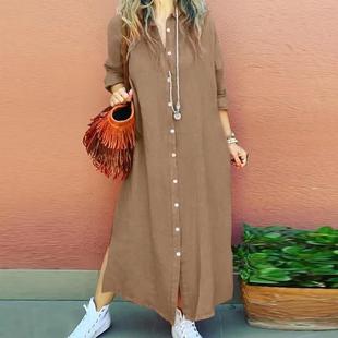 button Contrast dress color loose cardigan solid long lapel