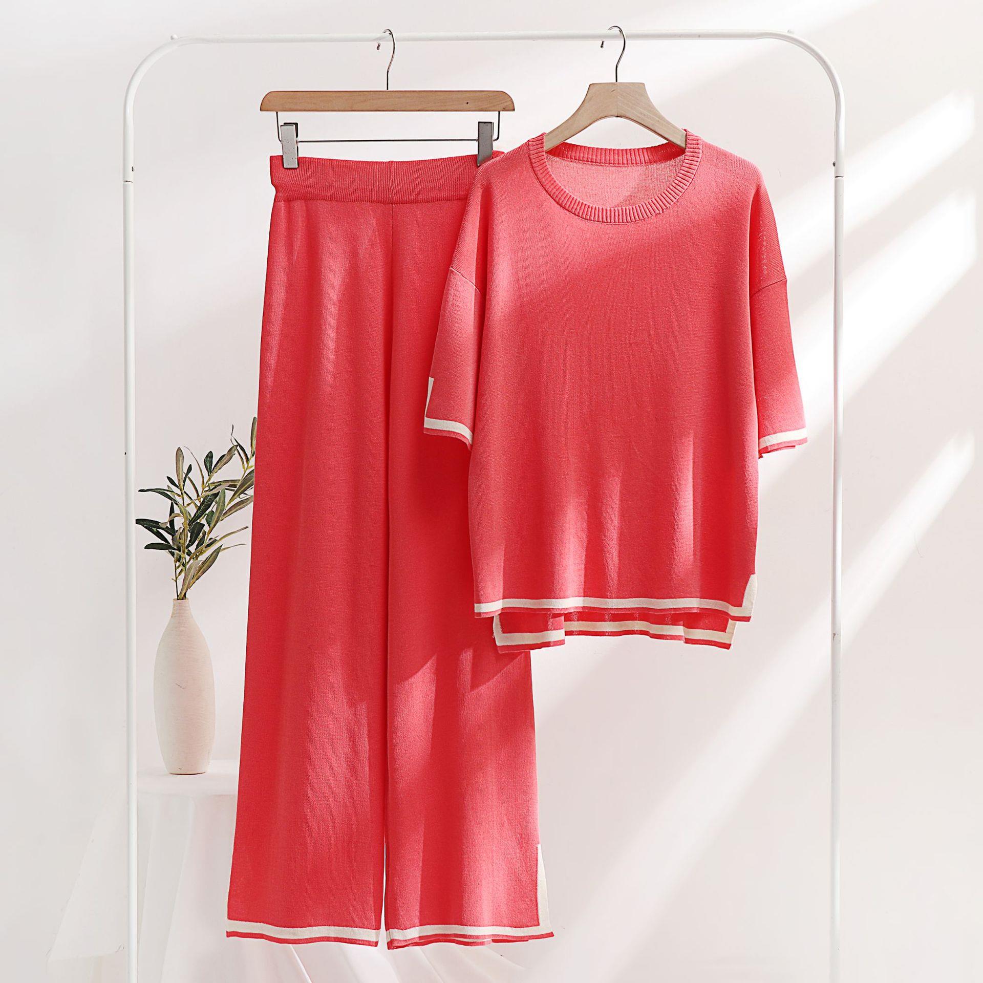 fashion slim casual splicing short-sleeved two-piece suit