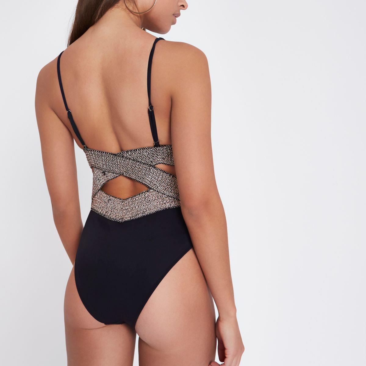 one-piece multi-button swimsuit women bikini Fashion cute
