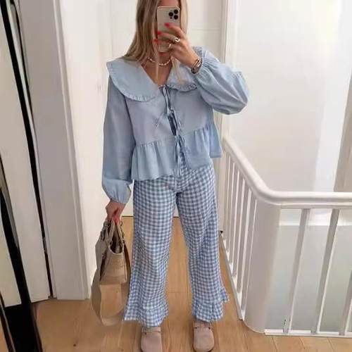 Lace Top Doll Fashion Casual Color Shirt All-match Womens