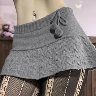 Fashionable twisted all-match age-reducing woolen skirt