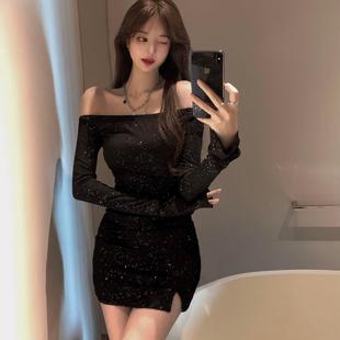 black skirt short hip girl hot sexy bag irregular sleeves