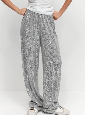 sequin pants pants pants for women high fitted leather