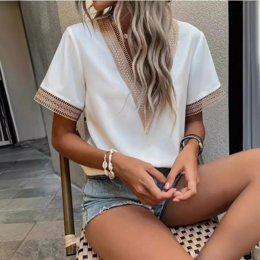 Shirt Sleeve Short Commuter Temperament Top Loose Color