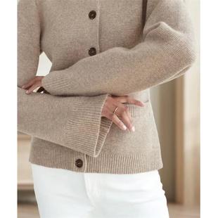 knitted cardigan lazy trumpet Winter button sleeve