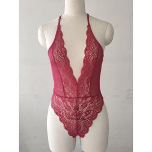 sexy backless female lace neck bodysuit lingerie