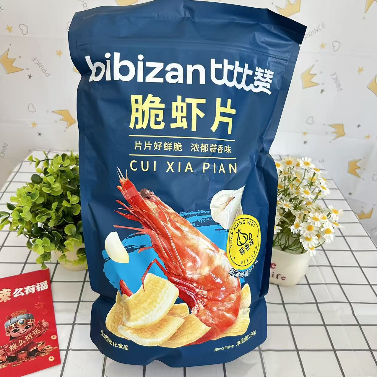 比比赞蒜香鲜虾片180g超大包