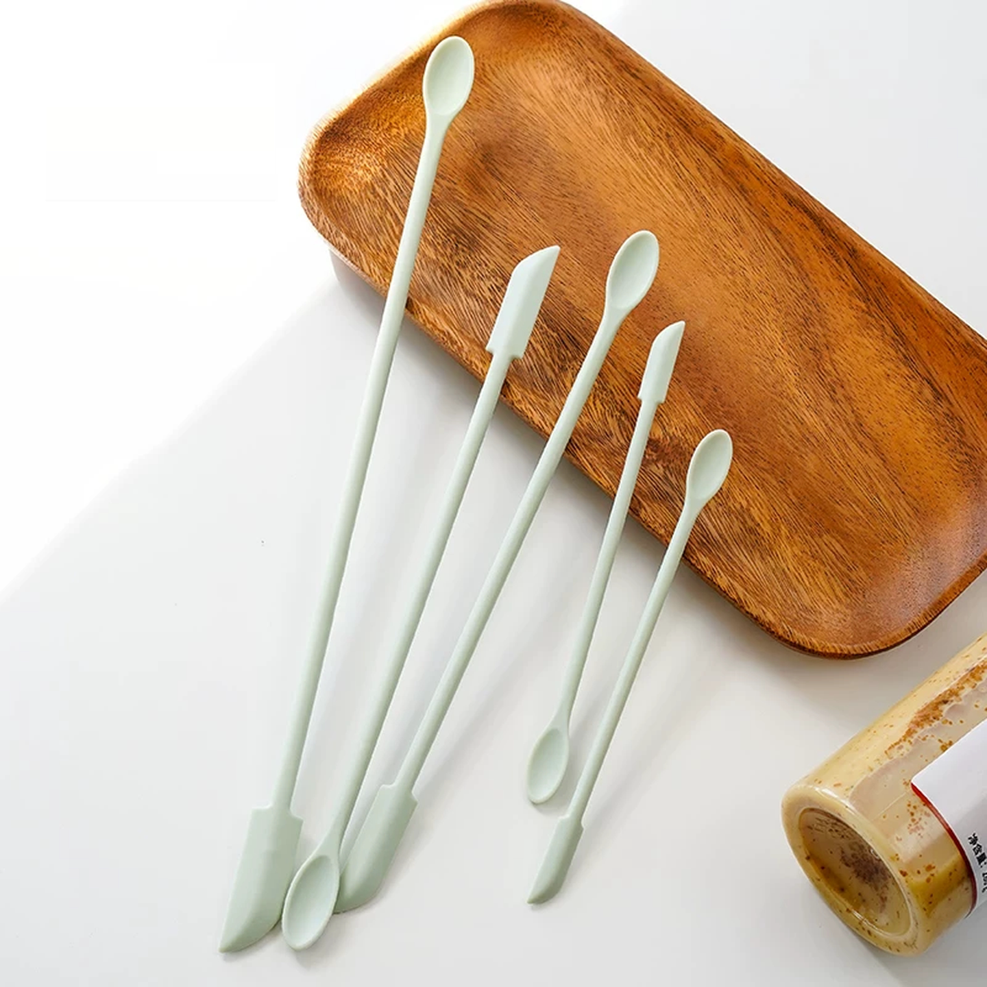 化妆品挖取勺迷你刮刀乳液面霜刮勺护肤粉底液硅胶光瓶分装小勺子