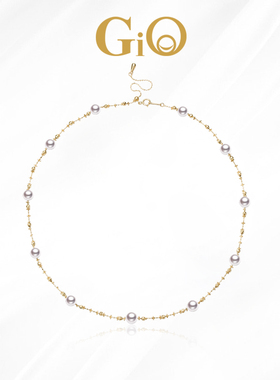 GiO珠宝 18K金仙女链Akoya海水珍珠满天星项链女颈饰锁骨链爆闪链