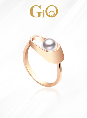 GiO珠宝 可可尼系列 Akoya海水珍珠戒指女18K金时尚高级感