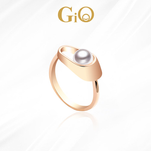 GiO珠宝戒指18k玫瑰金Akoya珍珠