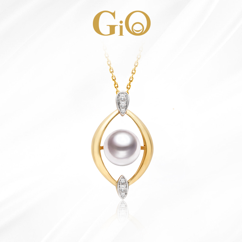 GiO珠宝 Akoya海水珍珠18K金项链时尚百搭吊坠锁骨链女超越同款