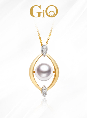 GiO珠宝 Akoya海水珍珠18K金项链时尚百搭吊坠锁骨链女超越同款