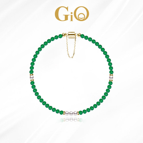 GiO18K金Akoya珍珠翡翠手链