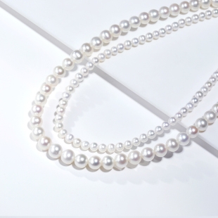 GiO珠宝 双层淡水珍珠项链女925银颈链锁骨链节日送礼气质